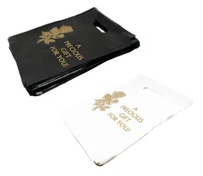 8" x 12" Patch Handle Bags (A precious gift for you - 50 Bags/Pk) Black or White