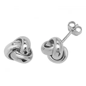 9ct White Gold Knot Stud Earrings ER529W