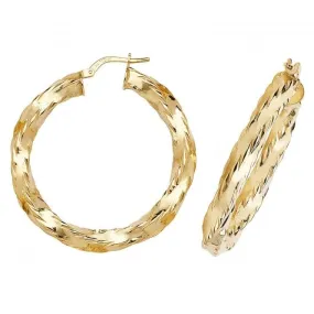 9ct Yellow Gold 30mm Hoop Earrings ER142
