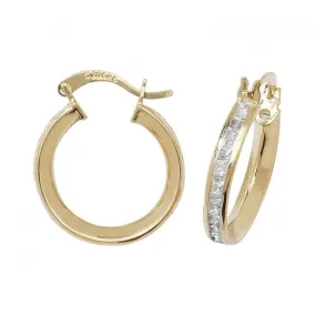 9ct Yellow Gold Hoop Earrings with Zirconia ER087