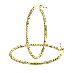 9ct Yellow Gold Large Beaded Hoop Earrings