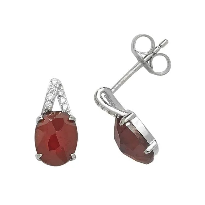 Acotis Silver Stud Earrings Garnet Zirconia G51062