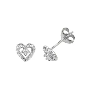 Acotis Silver Stud Earrings Heart Zirconia G51050