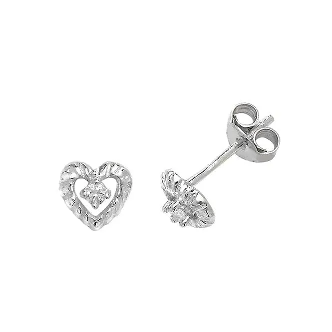 Acotis Silver Stud Earrings Heart Zirconia G51050