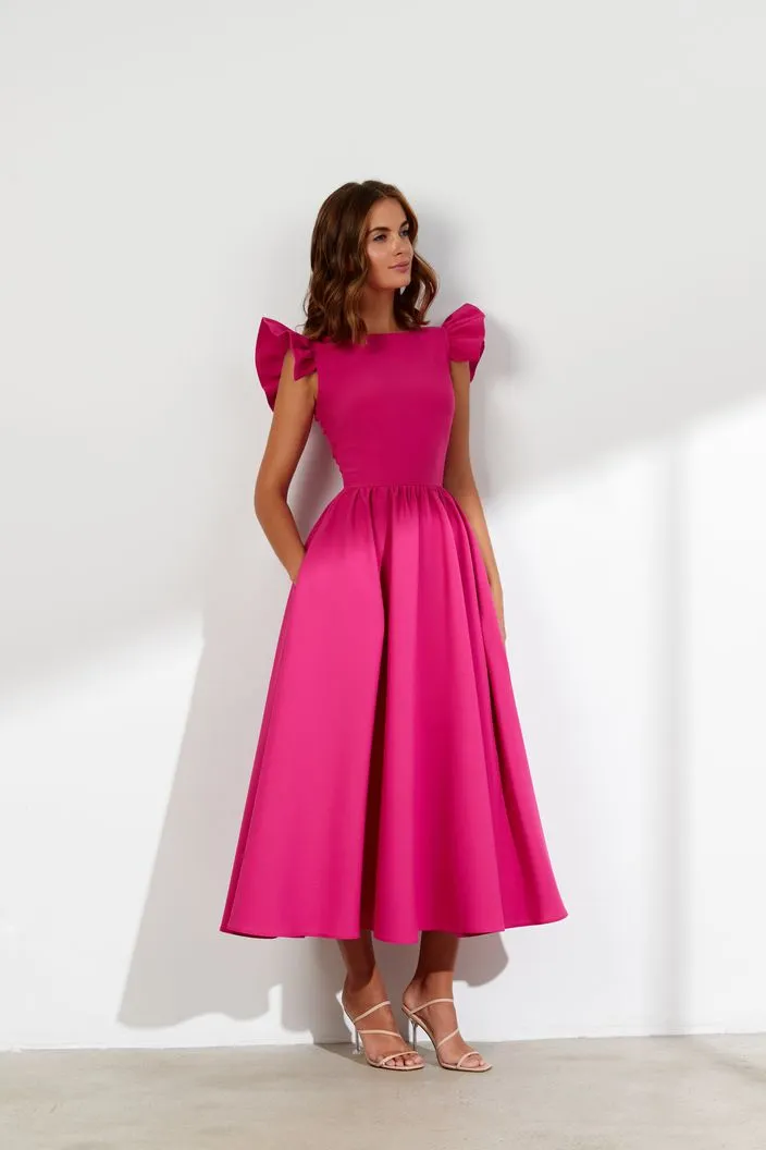 Alexa Elegant High Neck Pink Evening Dress