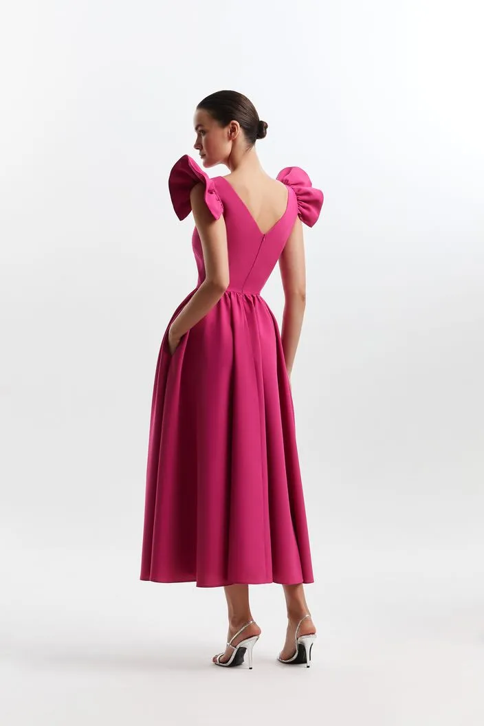 Alexa Elegant High Neck Pink Evening Dress