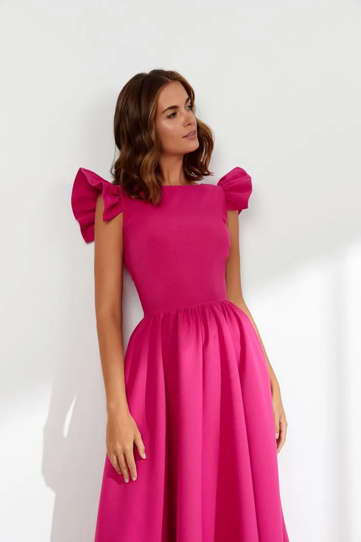 Alexa Elegant High Neck Pink Evening Dress