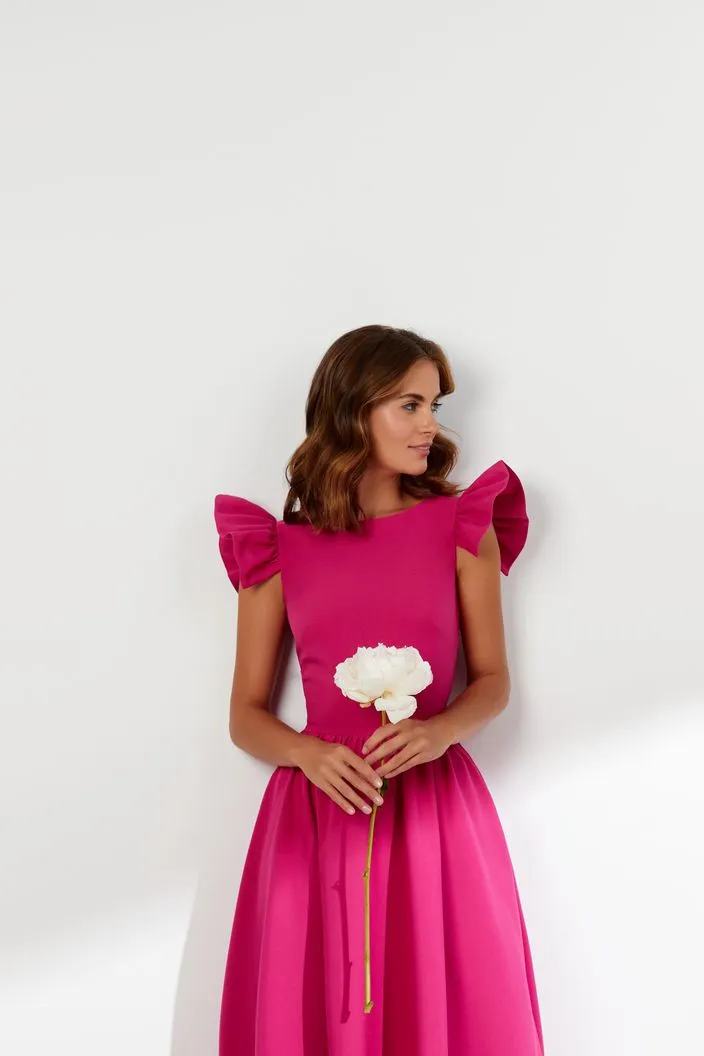 Alexa Elegant High Neck Pink Evening Dress