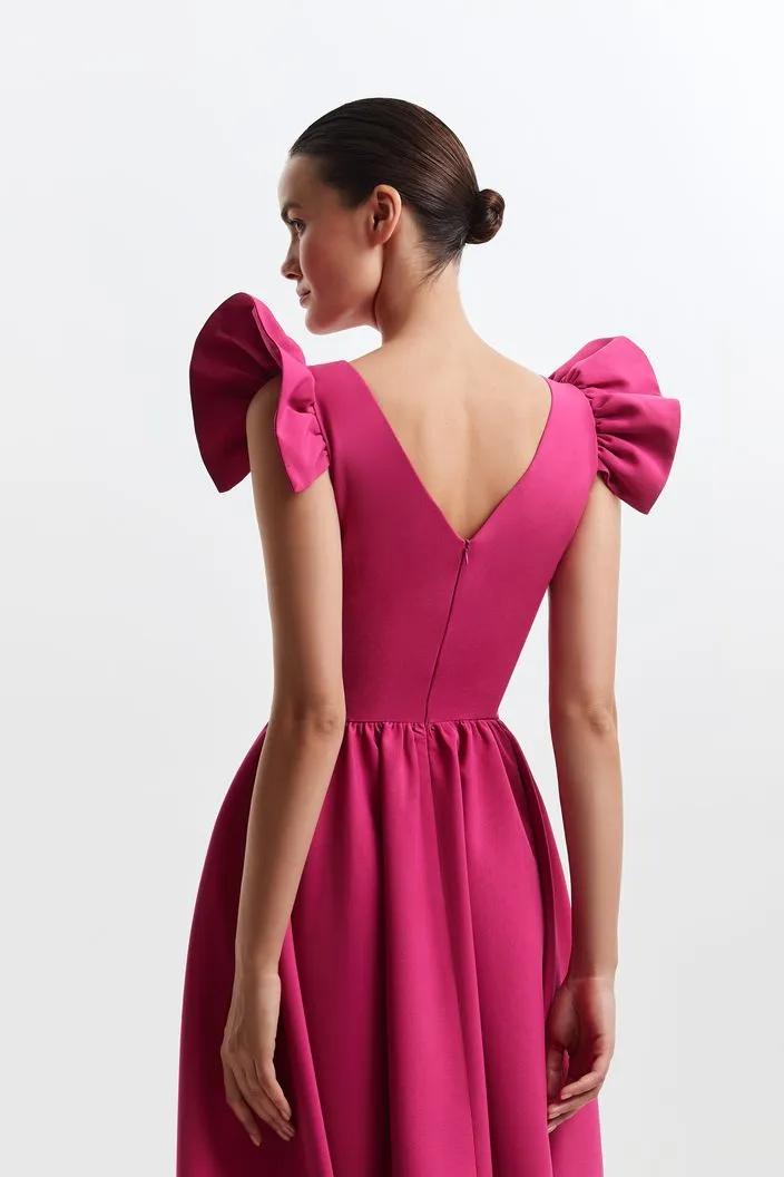 Alexa Elegant High Neck Pink Evening Dress