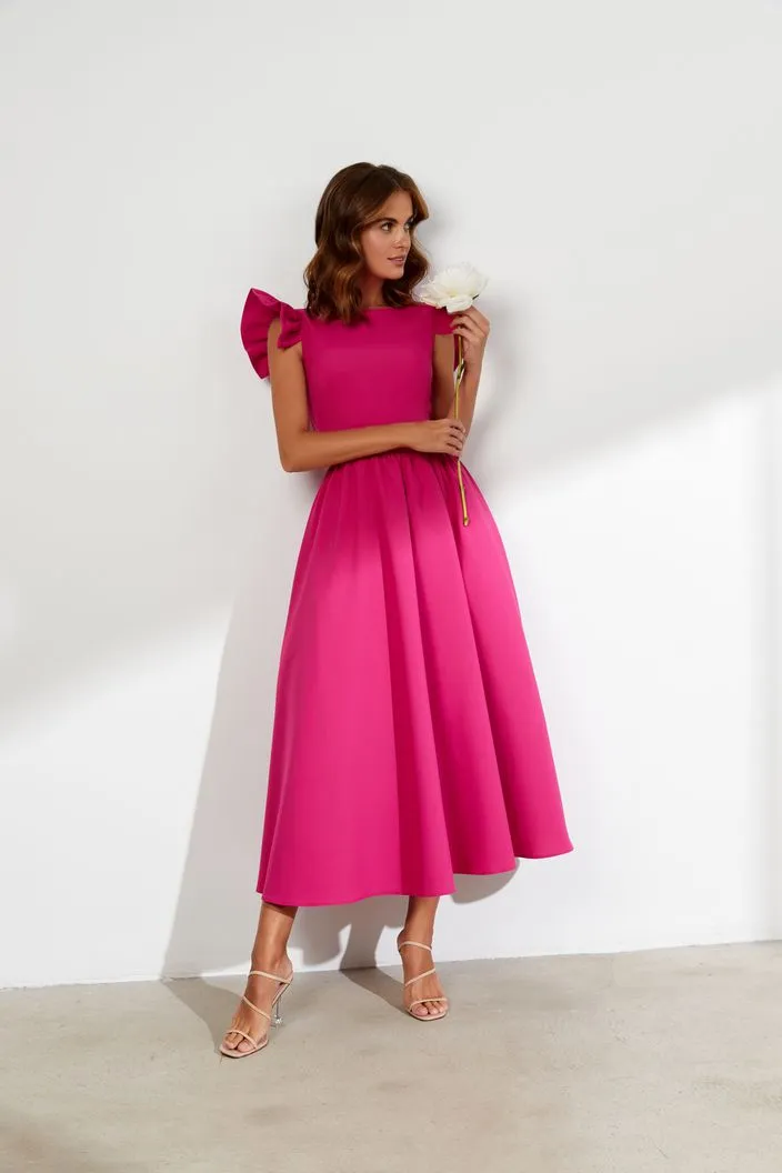 Alexa Elegant High Neck Pink Evening Dress
