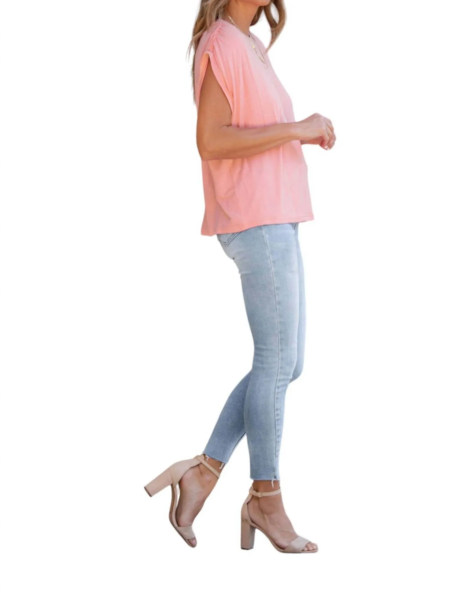 Amaryllis - SUPER SOFT CASUAL RUCHED SHOULDER TEE
