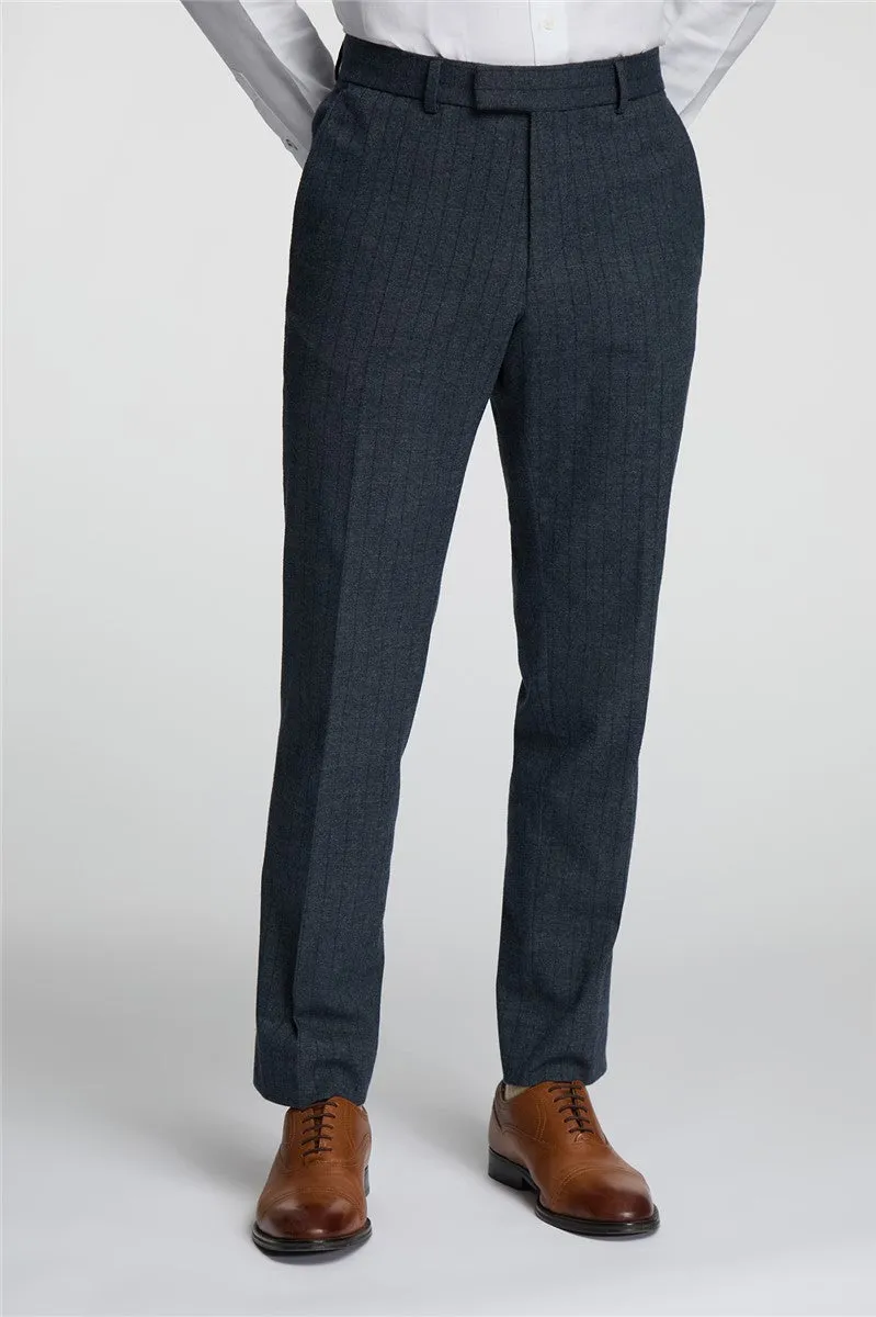ANTIQUE ROGUE Aiforce Double Breasted 
Slim Fit Navy Texture Suit