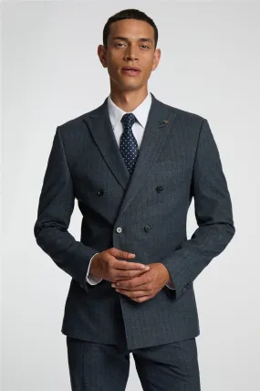 ANTIQUE ROGUE Aiforce Double Breasted 
Slim Fit Navy Texture Suit
