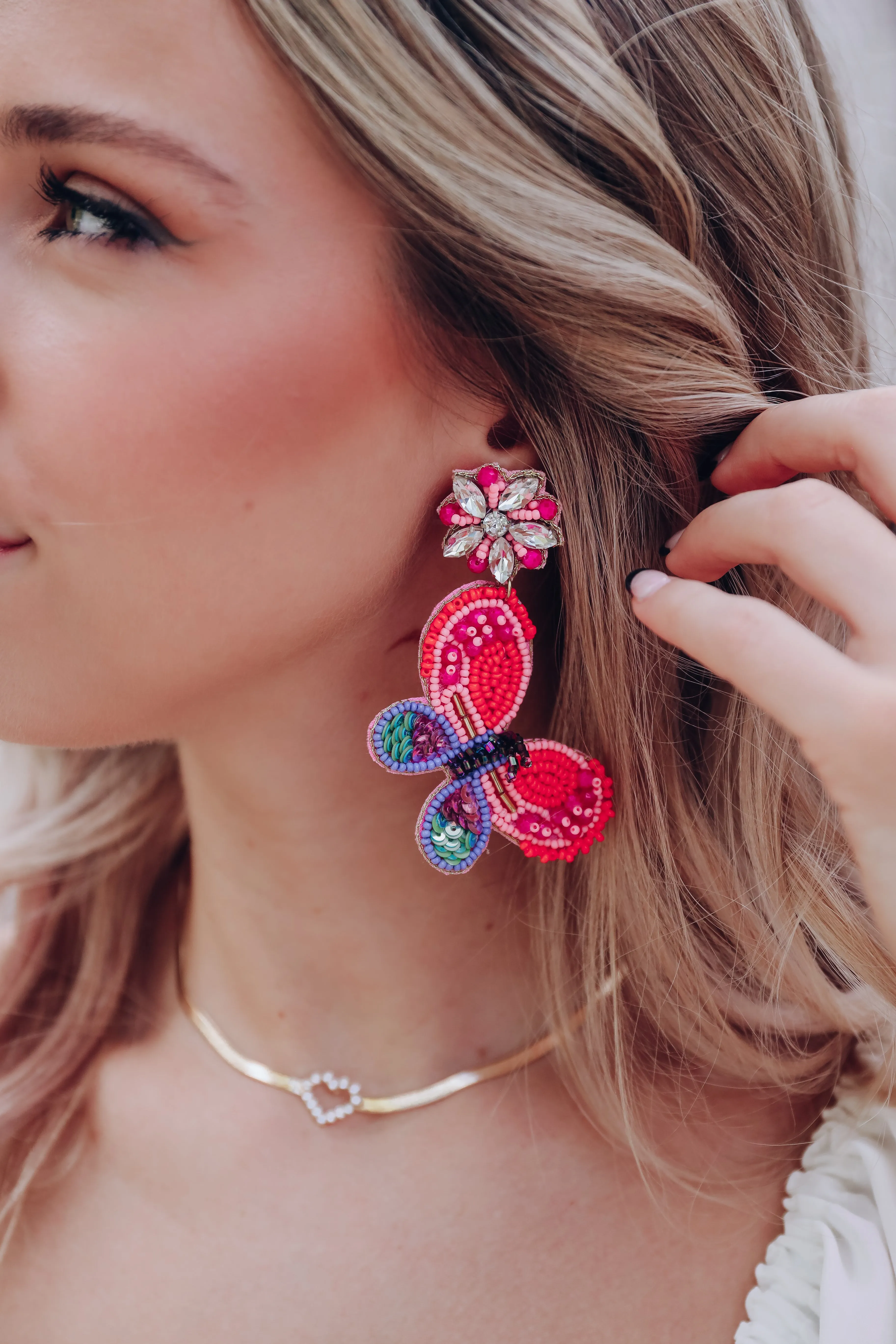 Chic Butterfly Beaded Earrings By Treasure Jewels