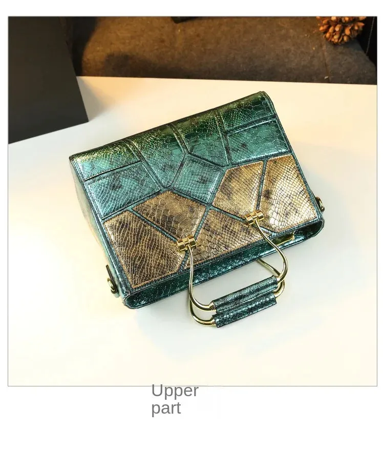 Color Block Geometric Messenger Shoulder Bag