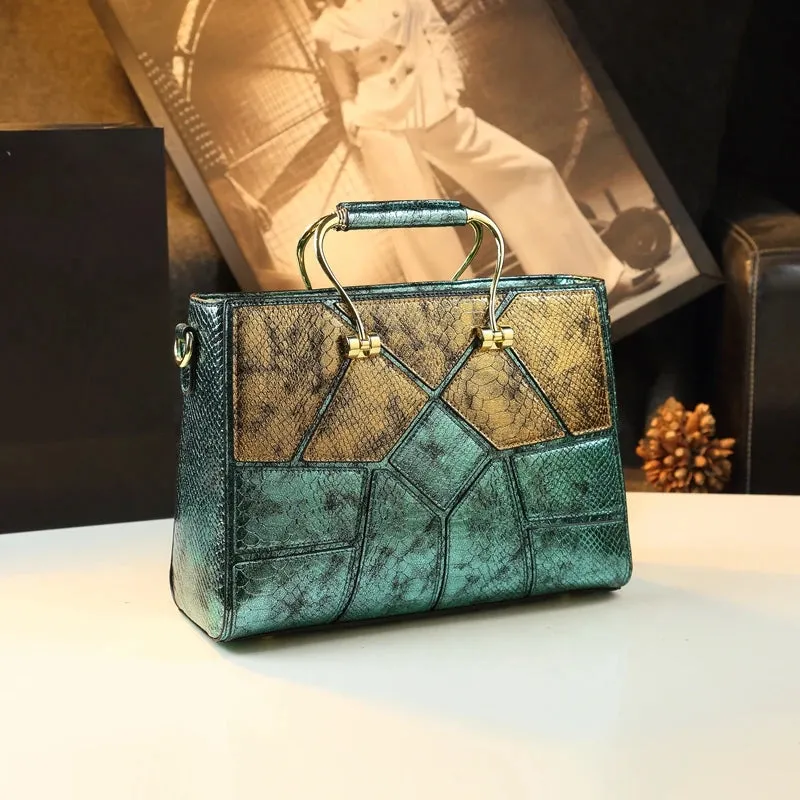 Color Block Geometric Messenger Shoulder Bag