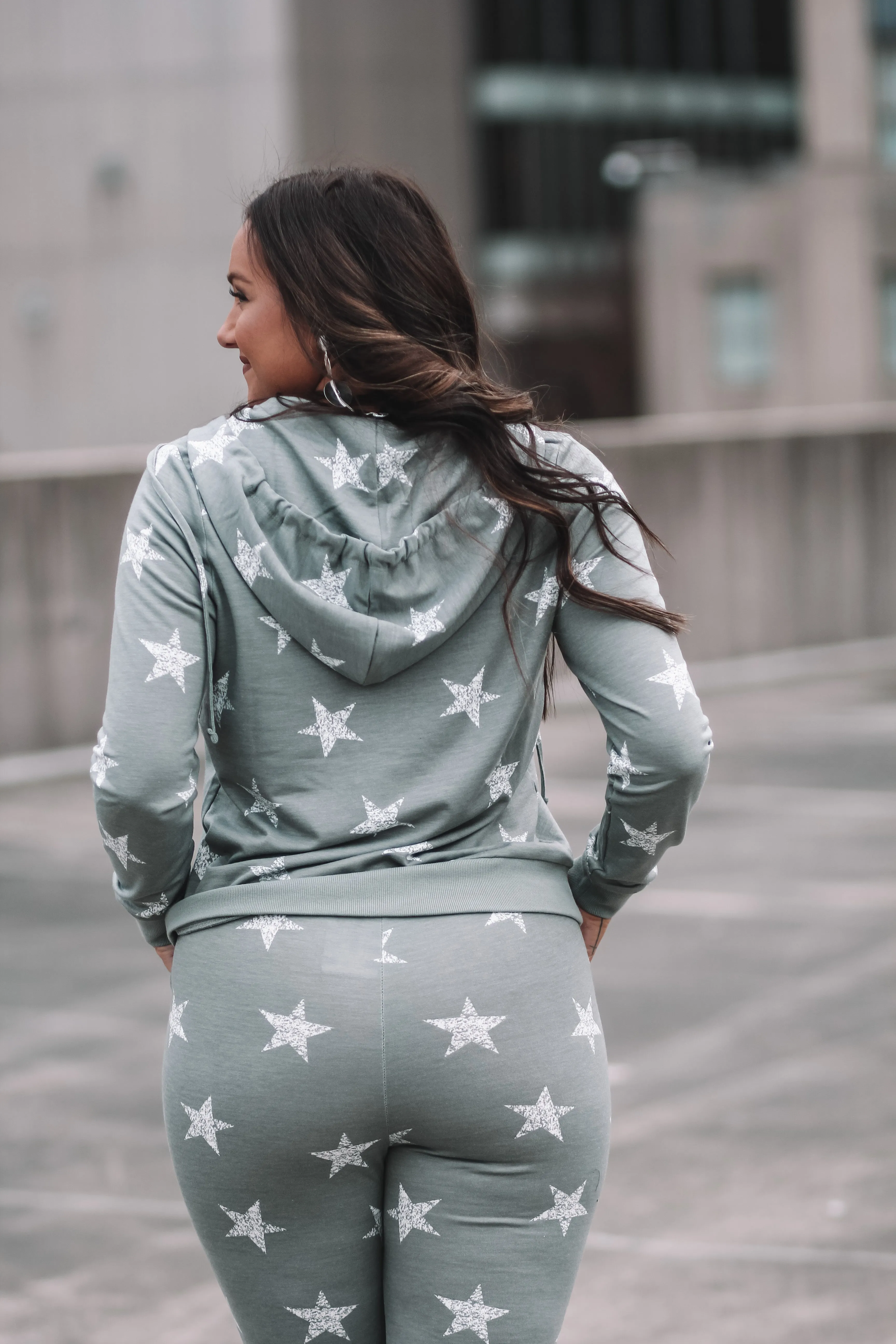 Dusty Sage Star Print Jacket in Regular & Curvy