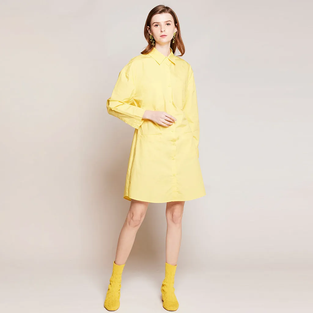 Elastic Back Shirt Dress