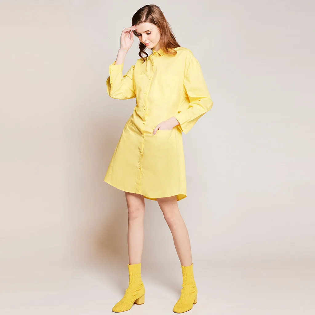 Elastic Back Shirt Dress