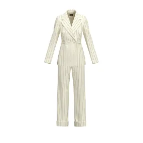 EMME Cream Pinstriped Full Piece Suit