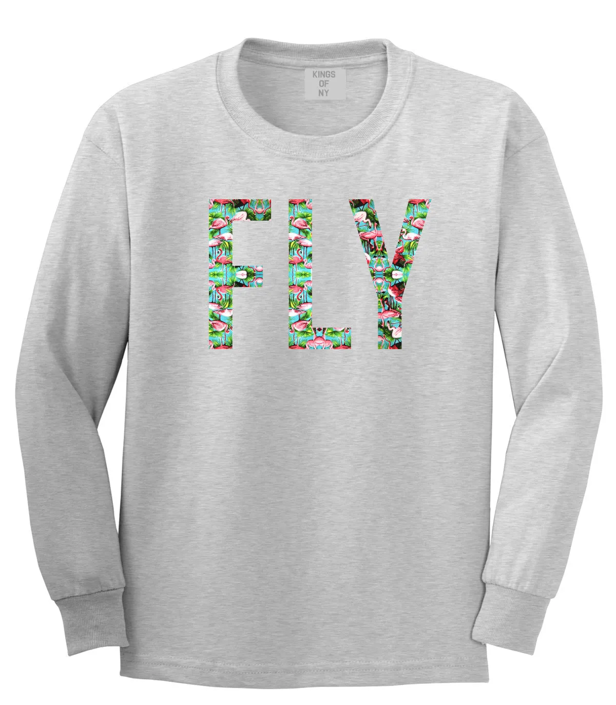 FLY Flamingo Print Summer Long Sleeve T-Shirt