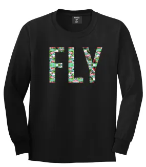 FLY Flamingo Print Summer Long Sleeve T-Shirt