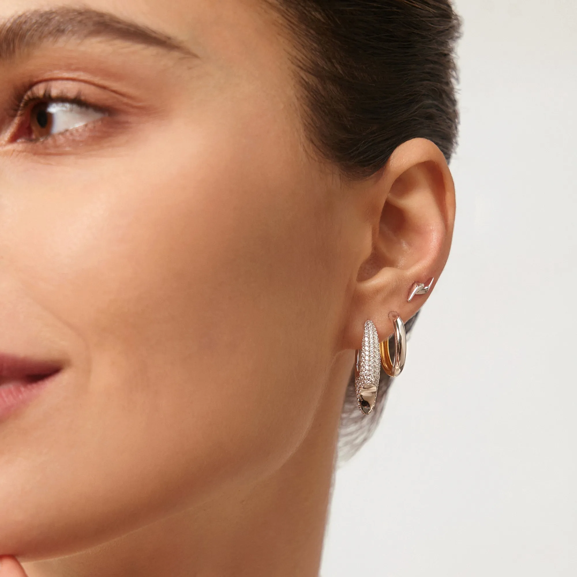 Gold Pave Double Huggie Hoop Earrings