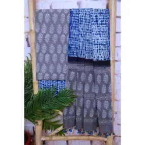 Grey Special Ajrakh Shibori Cotton Suit