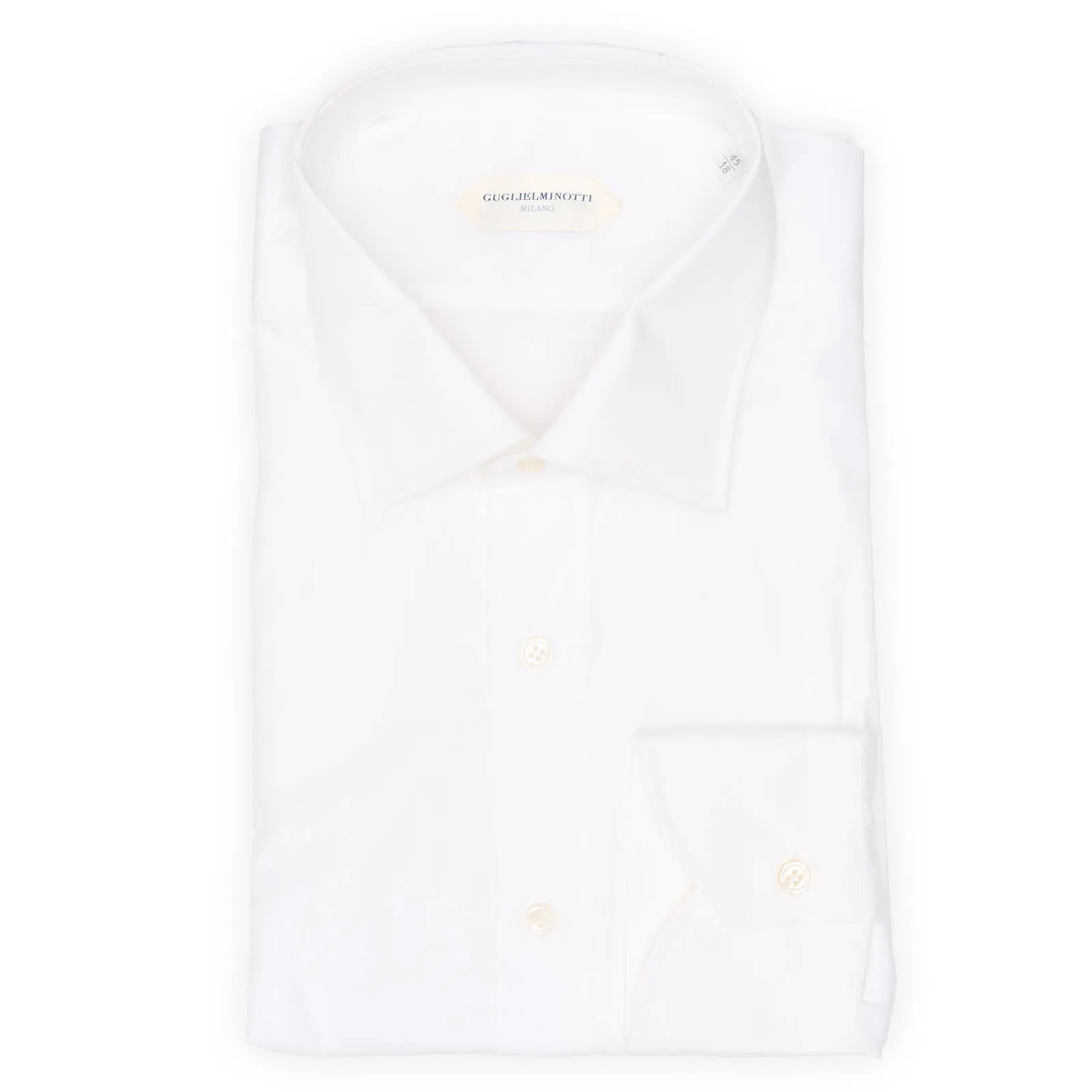 GUGLIELMINOTTI Milano White Cotton Dress Shirt EU 45 NEW US 18