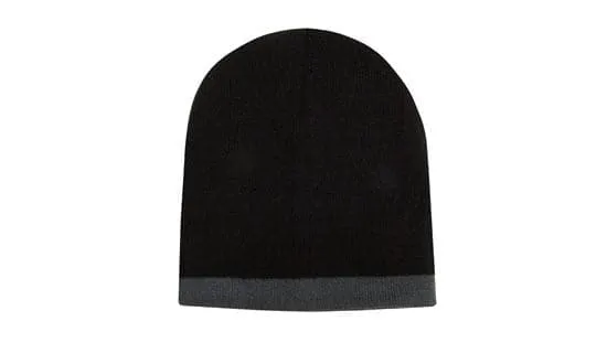 Headwear Acrylic Two Tone Roll Down Beanie X12 - 4188