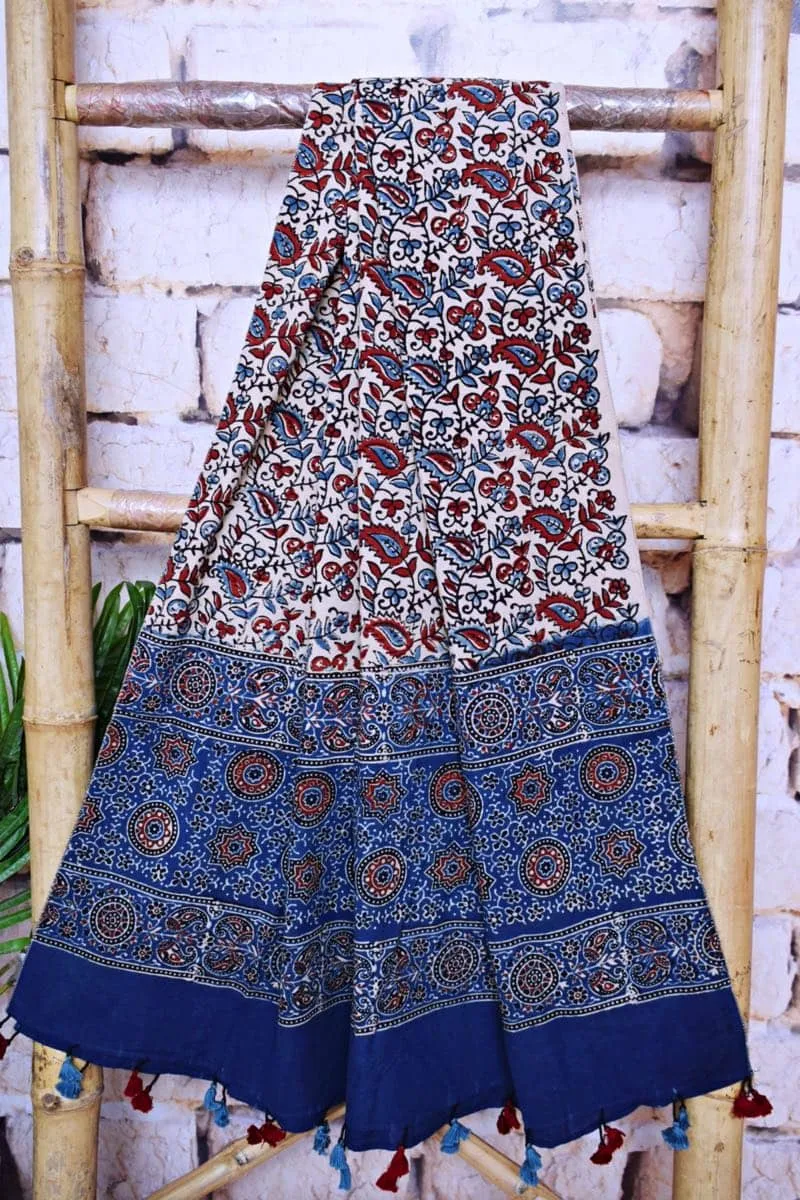 Indigo Ajrakh Block Print Patchwork Suit