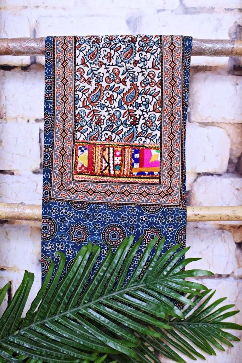 Indigo Ajrakh Block Print Patchwork Suit