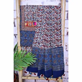 Indigo Ajrakh Block Print Patchwork Suit