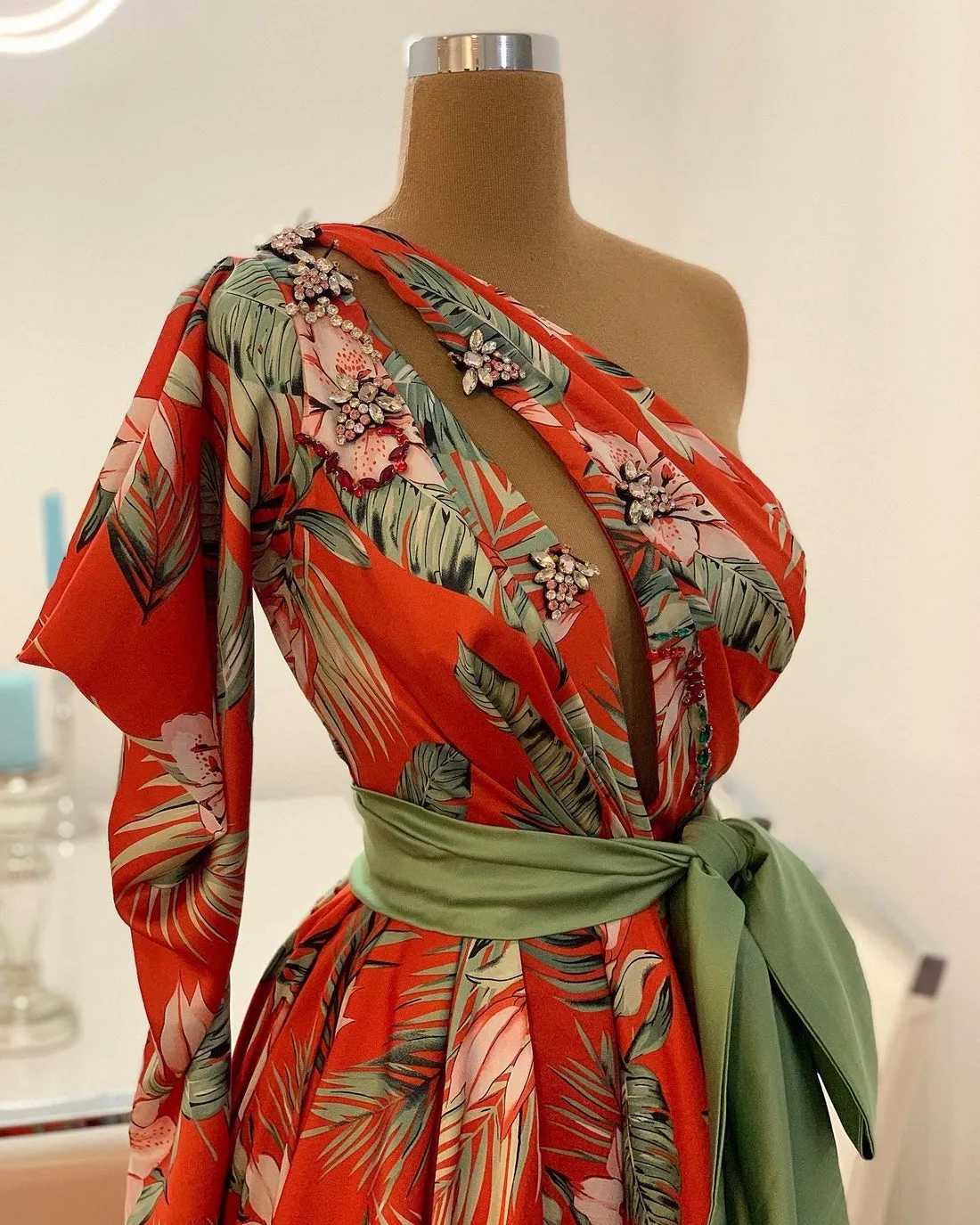 Khloe One Sleeve Red Evening Dress
