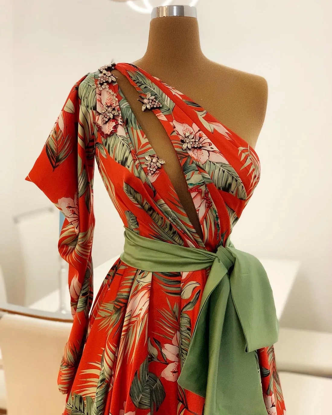 Khloe One Sleeve Red Evening Dress