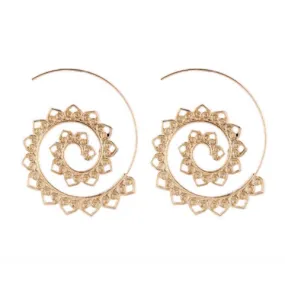 Lace Detail Spiral Hoop Earrings