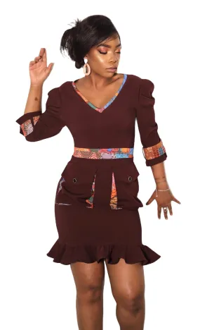 Maroon Short Afro Dress