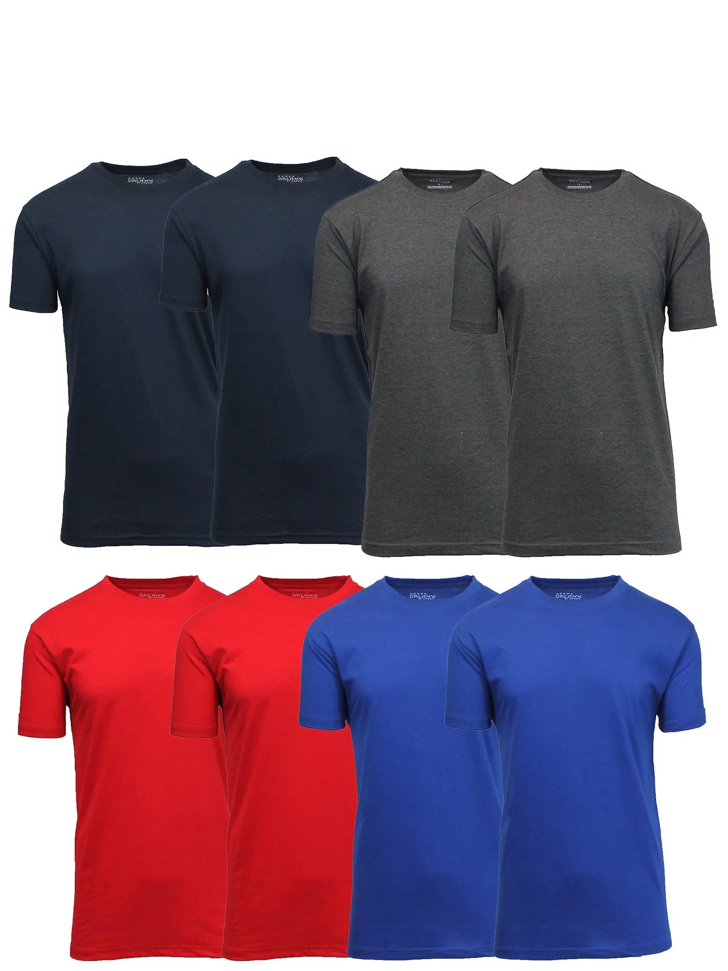 Men's Short Sleeve Crew Neck  Cotton Blend Classic Tee (S-3XL) 8 Pack