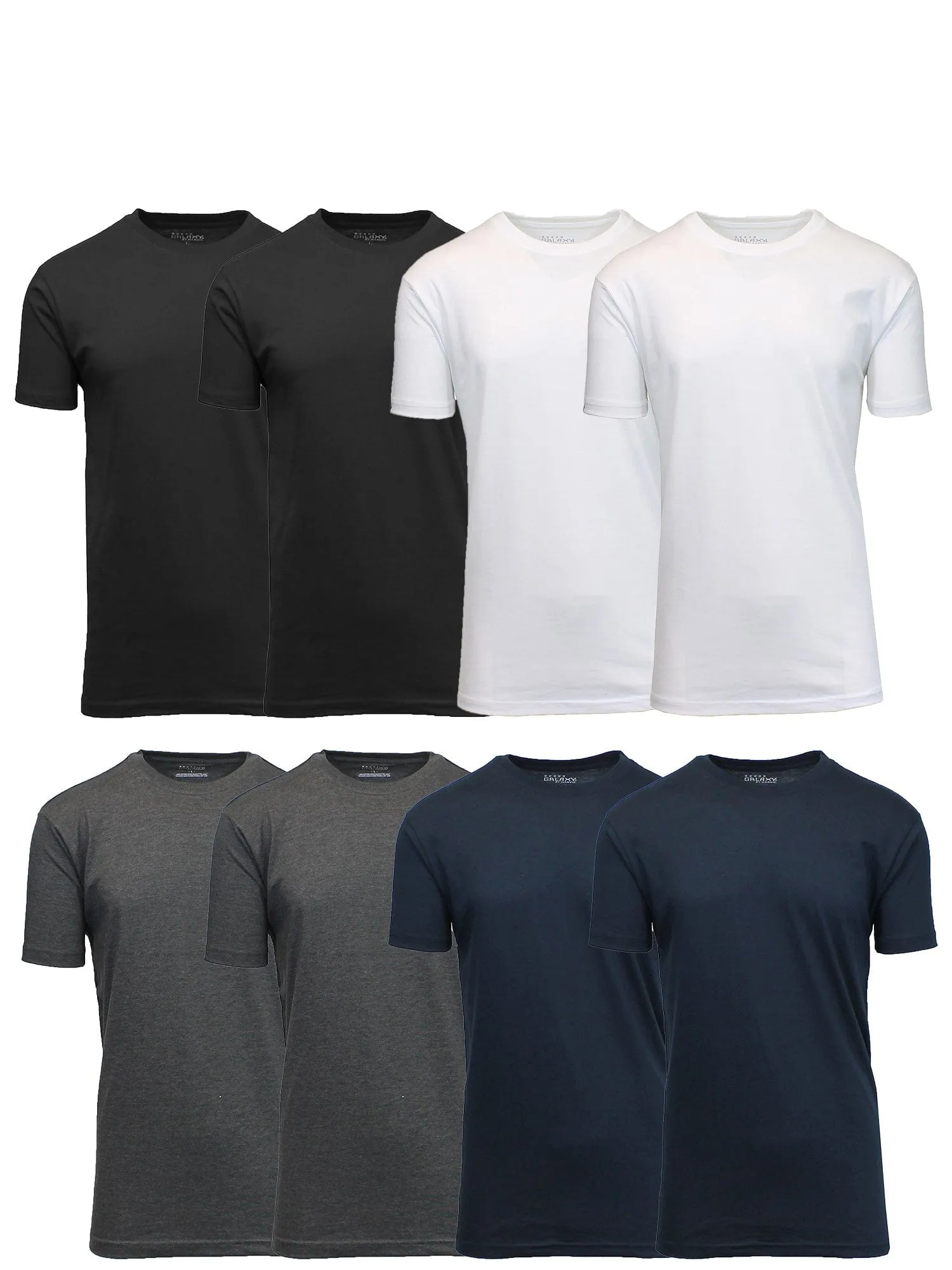 Men's Short Sleeve Crew Neck  Cotton Blend Classic Tee (S-3XL) 8 Pack