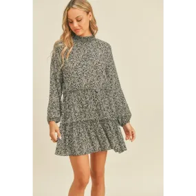Mock Neck Tiered Dress