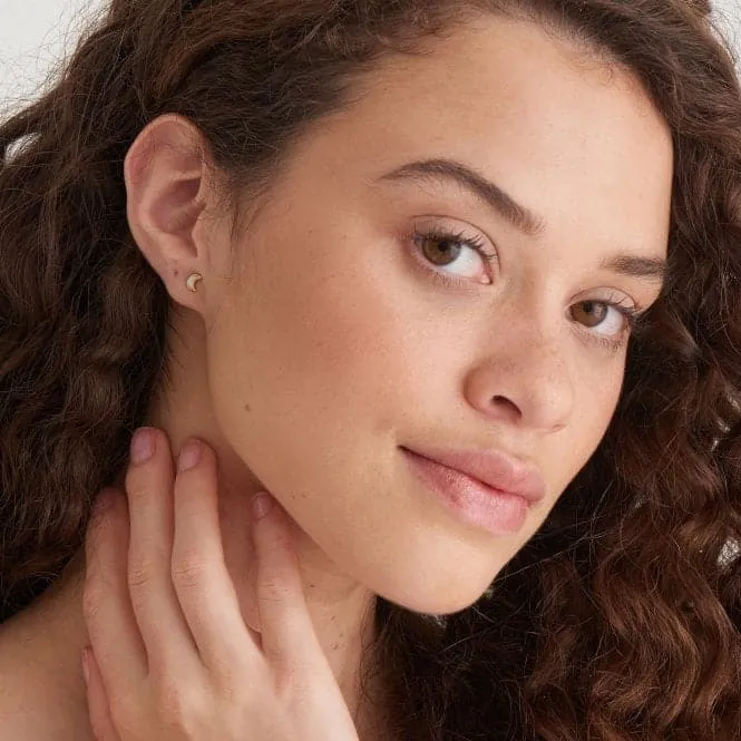 Moon Gold Stud Earrings E030-01G