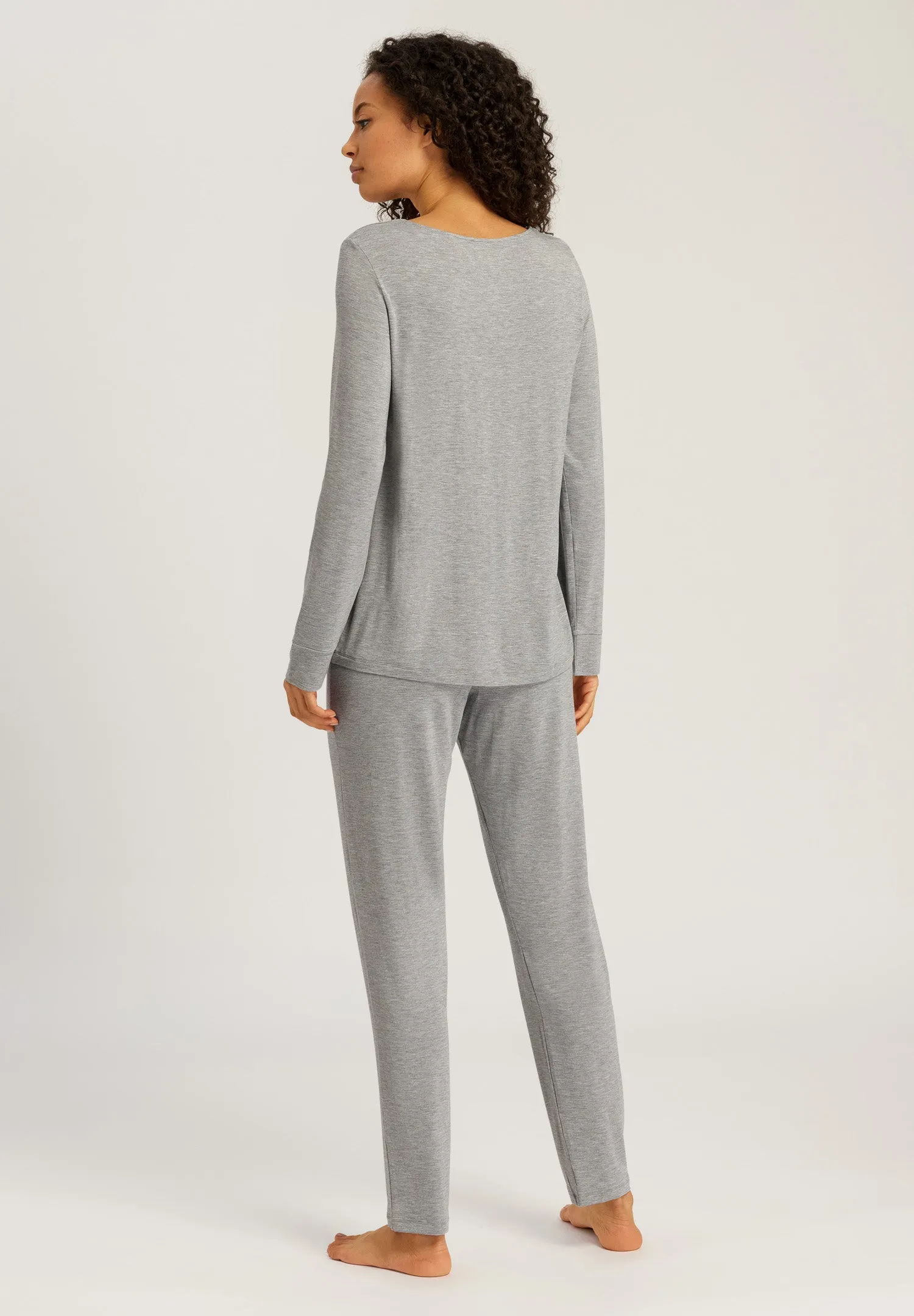 Natural Elegance Drop Shoulder Pajama Set | Grey Melange 74951-958