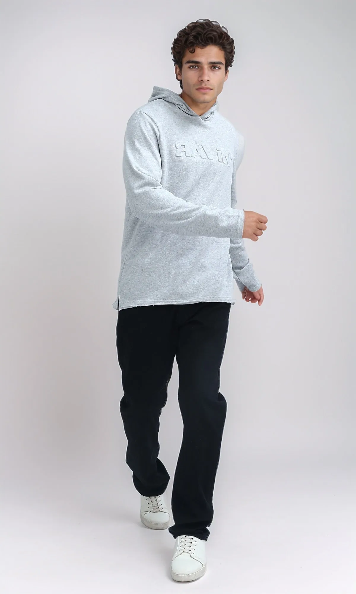 O200022 - Printed ''Ravin'' Heather Grey Casual Hoodie