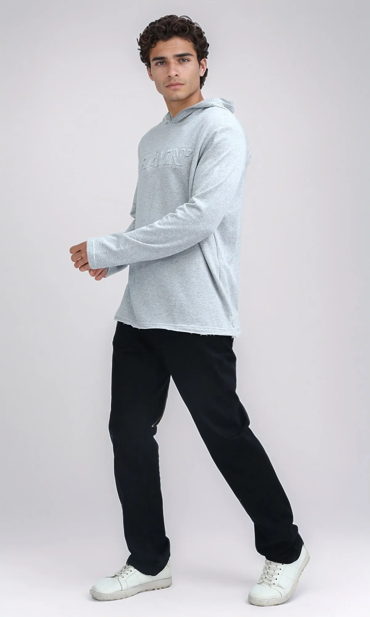 O200022 - Printed ''Ravin'' Heather Grey Casual Hoodie