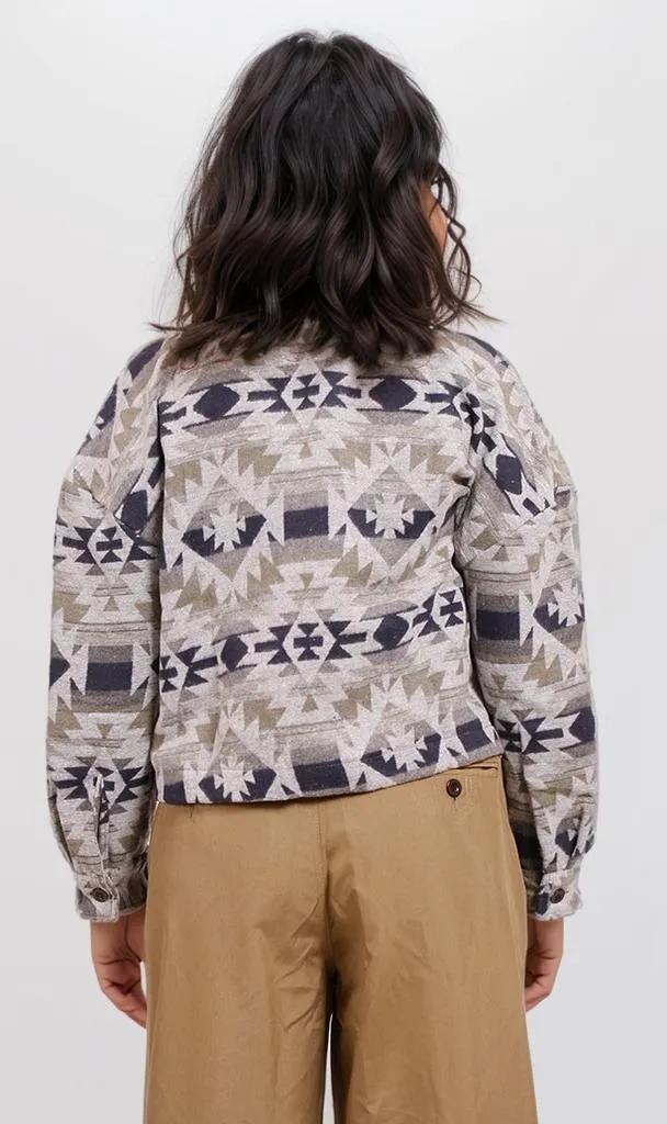 o200915-PATCHED AZTEC-PRINT JACKET - MULTICOLOR