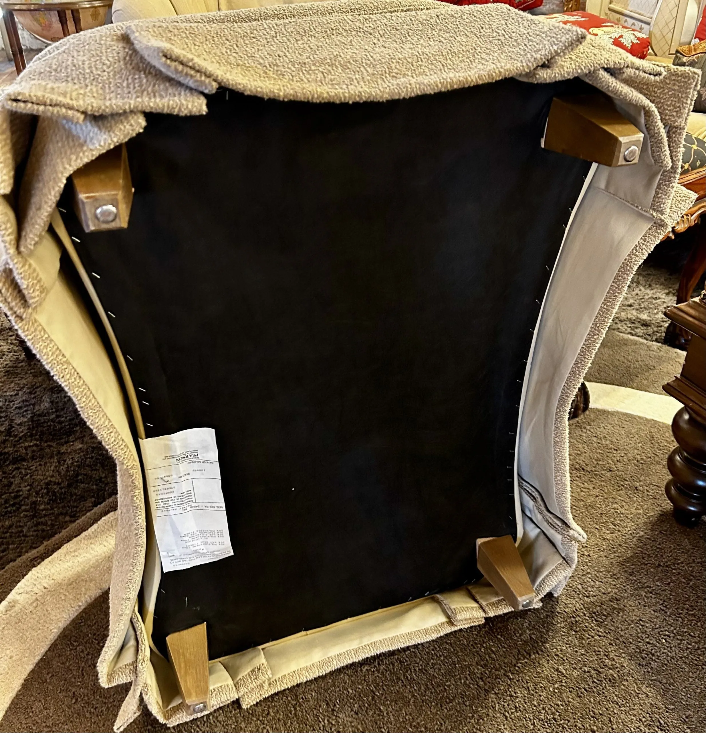 Pearson Lounge Chair, Custom, Cream Beige Upholstery, One Ottoman Available*