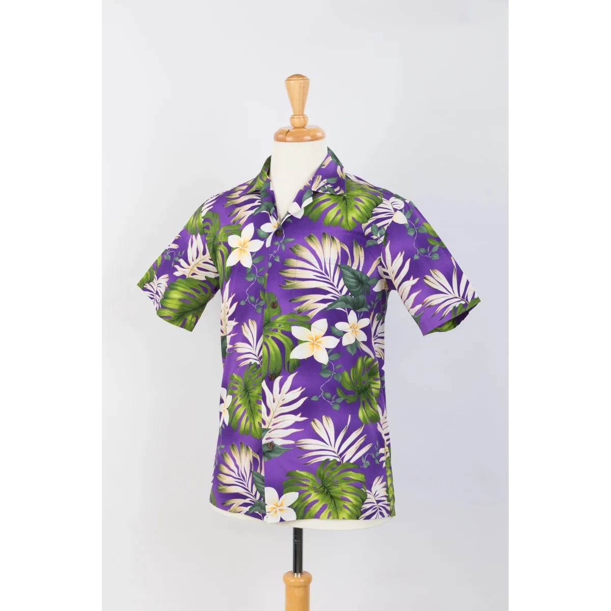 Purple Floral  Print Aloha Shirt