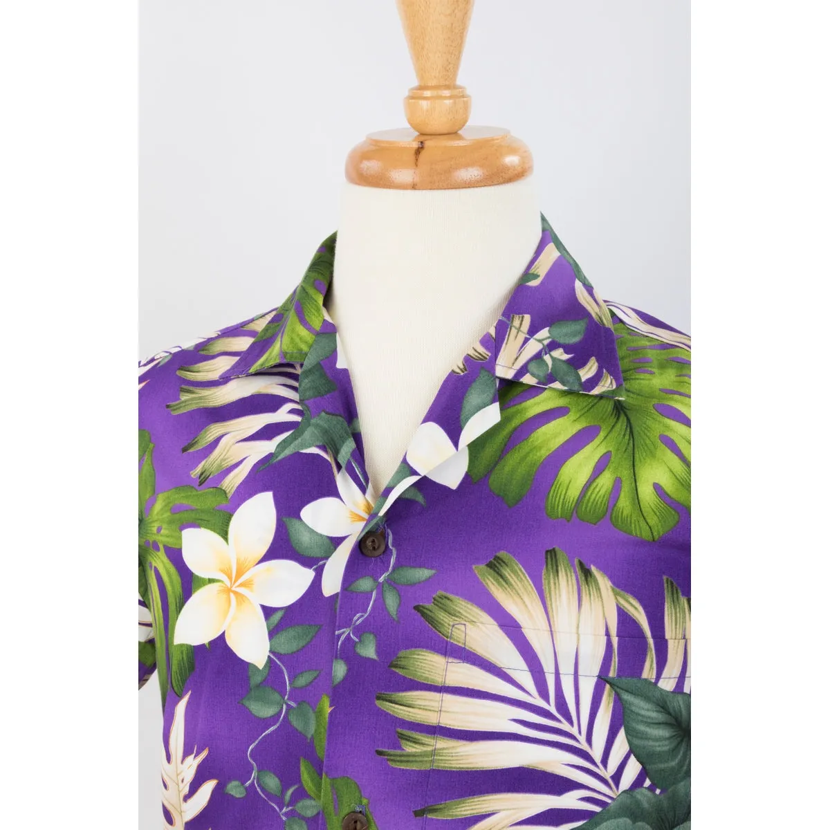 Purple Floral  Print Aloha Shirt