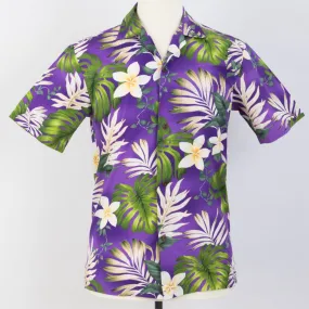 Purple Floral  Print Aloha Shirt