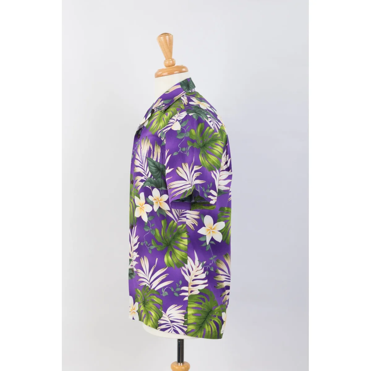 Purple Floral  Print Aloha Shirt